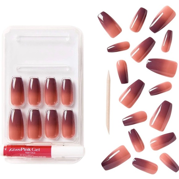 KISS Women’s Delicious “Candy-Apple” Ombré Kisses GoldFinger Glam Nail Kit - Picture 4 of 6